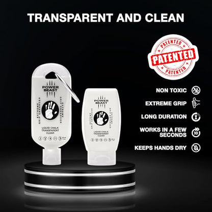 Clear Liquid Chalk, Non Sticky Grip Enhancer, Dry Hands, Transparent Liquid Chalk, Anti-Slip Solution, Dry Grip for Tennis, Golf, Pole Dancing, Gaming, and All Sports - size: 59+30ML