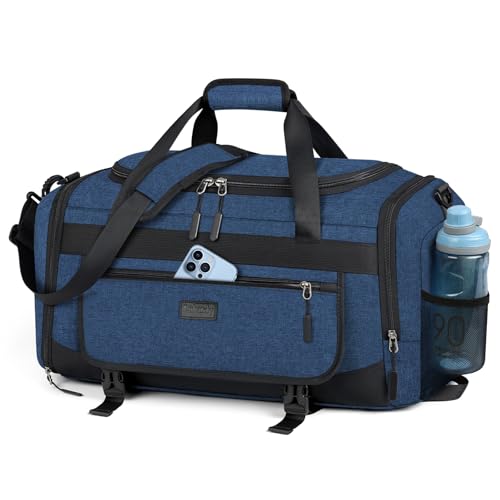 IGOLUMON Gym Bag for Men 40L Sports Duffel Bags Gym Duffle Bag Women with Shoe Compartment & Wet Pocket Water Resistant Travel Duffel Bag Lightweight Weekender Overnight Bag Blue - color: Blue, size: 40L