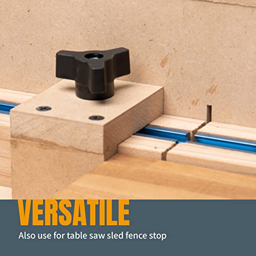 POWERTEC 71068 T Track Knob Kit with 1/4-20 by 1-1/2" Hex Bolts and Washers, Set of 10 T Track Bolts, T Track Accessories for Woodworking Jigs and Fixtures - size: 1/4"-20 Knob Kits, Set of 10