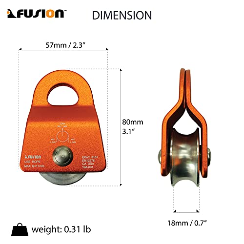 Fusion Climb Ekat Micro Aluminum Side Swing Pulley, Backyard Zipline, Trolley - color: Orange