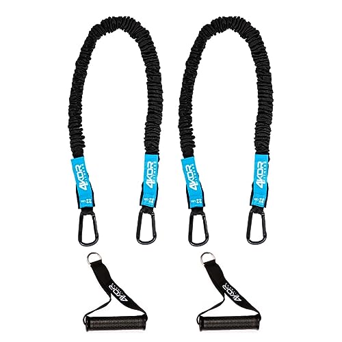 Resistance Cords - Shoulder and Core Resistance Bands - Perfect for Dynamic Warmups and Rehab - Deluxe Pair of 2 Black Cords and 2 Universal Handles - 4KOR Fitness - color: 22 lbs