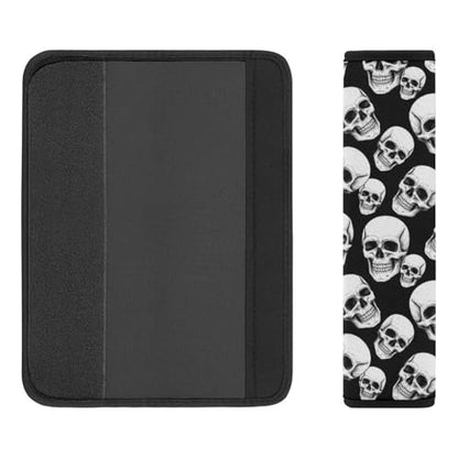 2 Pack Halloween White Skulls Black Car Seat Belt Pad Soft Padded Harness Pads Strap for Child, Car Seats Pushchair Strollers High Chair Pushchair, Anti-Slip Pad - color: Pattern 84