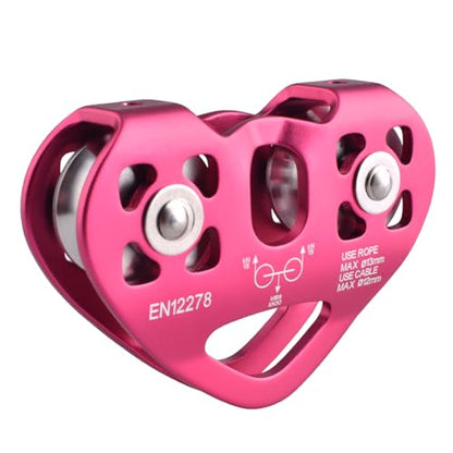 JEELAD Climbing Pulley, 30kN Aluminum Alloy Rescue Sheave, Outdoor Zipline Rigging (Red - 30KN) - color: 02 Red - 30kN