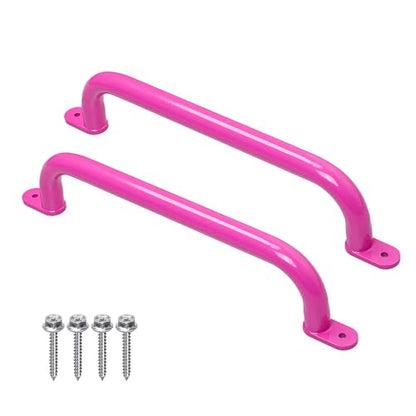 17 Inch Pink Playground Handles Indoor Kids Monkey Bars Ladders 2Pcs | Heavy Duty Solid Metal, Vibrant Color Smooth Glossy Powder Coating, Comfy Secure Grips for Playset Swing Set Climbing Frame - color: Pink - 2 Pack