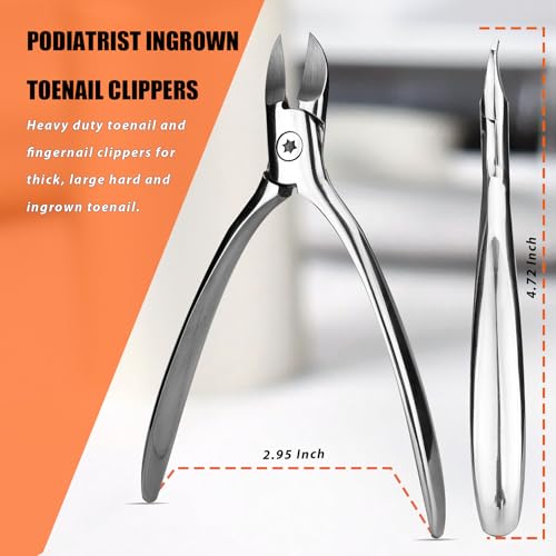 Heavy Duty Podiatrist Toenail Clippers for Thick and Ingrown Nails, Toe Nail Clippers for Men Women Seniors, Stainless Steel 2PCS - size: 2PCS