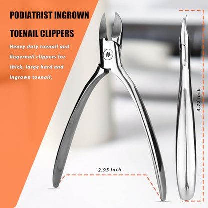 Heavy Duty Podiatrist Toenail Clippers for Thick and Ingrown Nails, Toe Nail Clippers for Men Women Seniors, Stainless Steel 2PCS - size: 2PCS