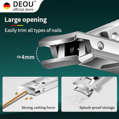 DEOU Folding Ultra-Thin Nail Clippers, Newly Upgraded Anti-Splash mini Stainless Steel Manicure Tool, take with You When Traveling, own Nail File, Men's and Women's Gifts (Nail Clippers + Gift Box) - color: Portable Nail Clippers