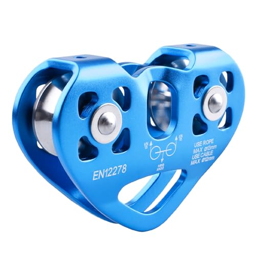 JEELAD Zipline Pulley, 30kN Aluminum Alloy Rescue Sheave, Outdoor Zipline Rigging (Blue - 30KN) - color: 02 Blue - 30kN