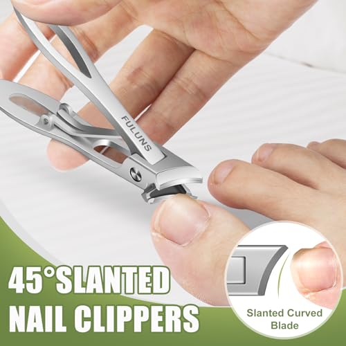 Toenail Clippers for Men Thick Toenails with 16MM Wide Jaw Opening, Large Nail Clippers for Seniors Thick Nails with Long Handle, Heavy Duty Sharp Slanted Nail Cutter Gifts for Men Women Adults - style: Silver Slanted Nail Clippers Set