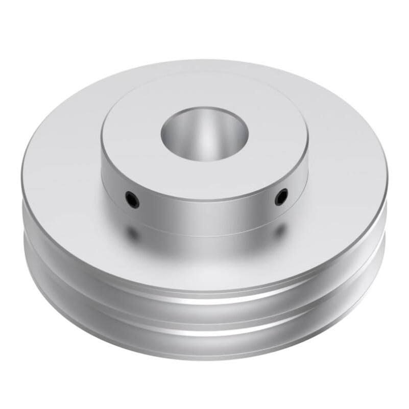 CHANCS Aluminum Alloy Double Groove Pulley 80mm OD 20mm Fixed Bore Pulley for Motor Shaft 6mm(1/4") PU Round Belt - size: 80x20mm, style: Double Groove Pulley