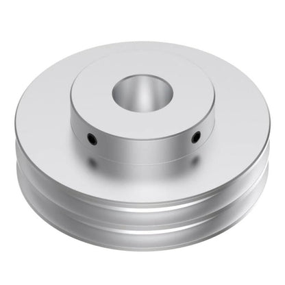 CHANCS Double Groove Aluminum Alloy V-Groove Belt Pulley 80mm OD 19mm Fixed Bore Pulley for Motor Shaft Drilling Machine 6mm(1/4") PU Round Belt - size: 80x19mm, style: Double Groove Pulley