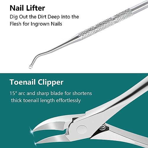 Ingrown Toenail Removal Kit, Pedicure Tools Kit Professional Knife Set Stainless Steel Ingrown Toenail Tool Foot Care Tools Nail Cuticle Remover (6 Pcs Set) - color: 6 Pcs Set