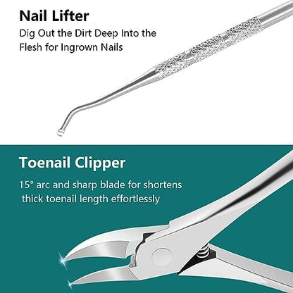 Ingrown Toenail Removal Kit, Pedicure Tools Kit Professional Knife Set Stainless Steel Ingrown Toenail Tool Foot Care Tools Nail Cuticle Remover (6 Pcs Set) - color: 6 Pcs Set