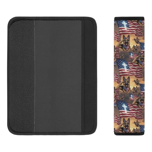 1 Pair Soft Padded Seat Belt Cover for Child, Most Cars, American Flag Patriotic German Shepherd Shoulder Harness Cover, Neck and Shoulder Support - color: Pattern 641