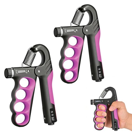 Hand Gripper Strengthener, 11-220LBs Adjustable Resistance Grip Strength Trainer with Counter, Forearm Exerciser for Injury Recovery and Muscle Building - color: Pink-2PCS