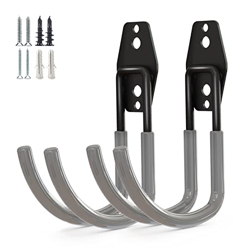 GeeWatom Garage Storage Utility Hooks，Garage Garden Tool Organizer，Steel Wall Mount Hooks, Large Garden U Hooks （2 Pack） (Type-2-Gray) - color: Type-2-Gray