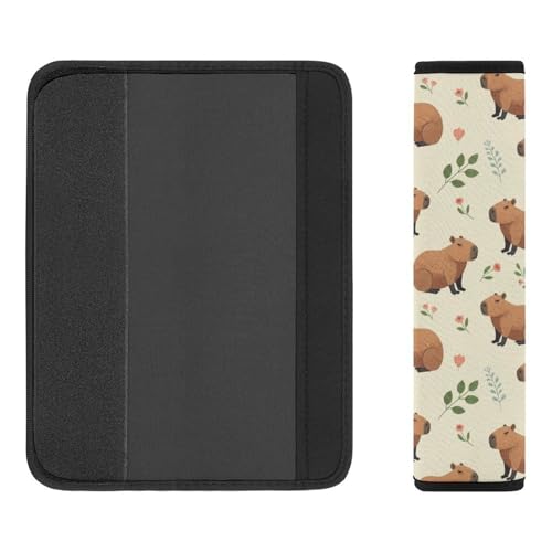 Universal Fit Cute Capybara Flroal Car Seat Belt Pad for Elderly Support, Stroller Pushchair High Chair, 1 Pair Shoulder Harness Cover Neck and Shoulder Support - color: Pattern 1105