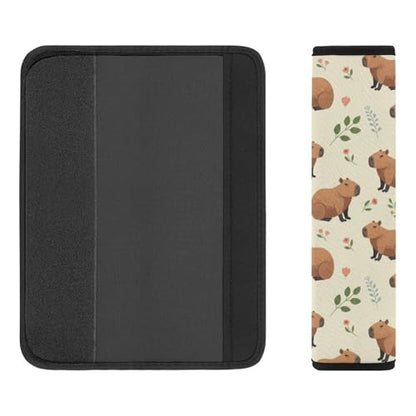 Universal Fit Cute Capybara Flroal Car Seat Belt Pad for Elderly Support, Stroller Pushchair High Chair, 1 Pair Shoulder Harness Cover Neck and Shoulder Support - color: Pattern 1105