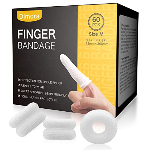 Dimora Finger Cots, White, Medium Size, Pack of 60 | Finger Protectors, Breathable Bandages for Wound Care, Stretchy Sleeves, For Gardening, Fitness and Cargo Handling - color: White, size: Medium