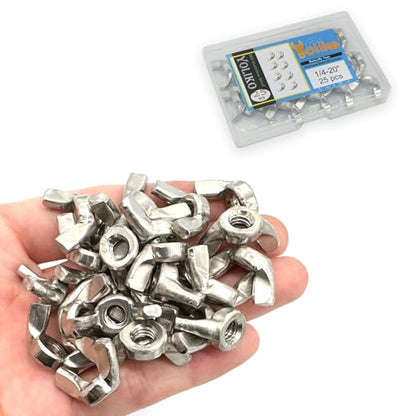 25 Pcs 1/4"-20 Wingnuts 304 Stainless Steel Wing Nuts Fasteners Parts Butterfly Nut, Hand Twist Tighten Hardware Nuts Butterfly Wing-Nut - size: 1/4"-20 - 304 Stainless Steel - 25 Pcs