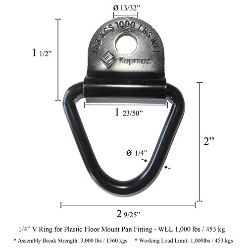 Heavy Duty Truck Bed Tie Down Anchors Rings Trailers Hook Cargo Bolt on V Ring Pickups Rail Accessories (4 Pack) - size: 4 Pack