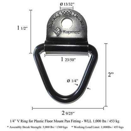 Heavy Duty Truck Bed Tie Down Anchors Rings Trailers Hook Cargo Bolt on V Ring Pickups Rail Accessories (4 Pack) - size: 4 Pack