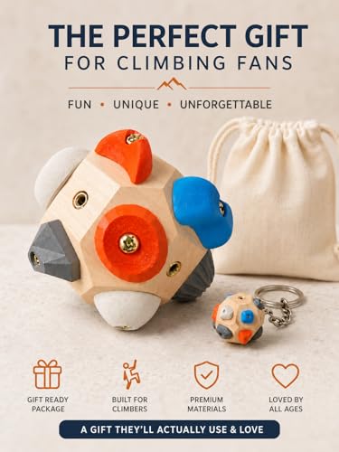 Wooden Climbing Hold Block for Climbers, Portable Finger Grip Trainer with Resin Holds, Rock Climbing Practice Toy Gift