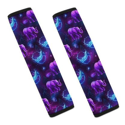 Universal Fit Elephant Purple Print Seat Belt Shoulder Pad for Adult Use, Most Cars, 1 Pair Harness Pads Strap Anti-Slip Pad - color: Pattern 1187