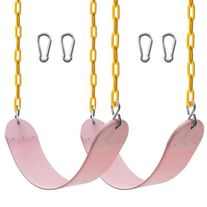Sunnyglade 2PCS Swings Seats Heavy Duty with 66" Chain, Playground Swing Set Accessories Replacement with Snap Hooks, Support 250lb (2, Pastel Pink) - color: pastel Pink