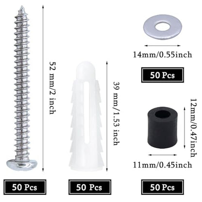 200 Pieces Pegboard Mounting Kit Wall Peg Boards Installation Accessories Pegboard Spacer Kit Includes Screws, Anchors, Spacers and Washers for 1/4-Inch Pegboard (50 Sets)