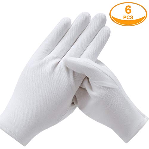 3 Pairs White Cotton Gloves for Dry Hands Eczema SPA Moisturizing - Work Glove Liners for Serving Costume Inspection - color: 3 Pairs