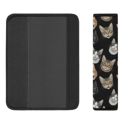 2 Pack Universal Soft and Comfortable Seat Belt Cover for Kids, Car Seats Pushchair Strollers High Chair Pushchair, Funny Cats Black Seat Belt Cushion - color: Pattern 466