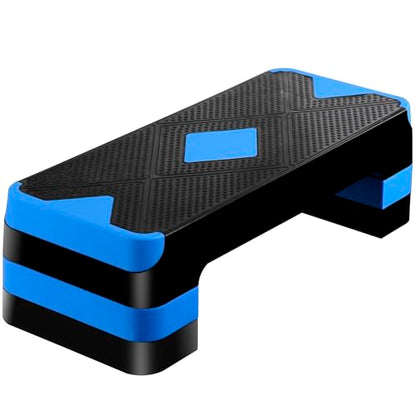 HomGarden Adjustable Workout Aerobic Stepper in Fitness & Exercise Step Platform Trainer Stepper w/Risers Adjust 4"-6''-8'' - color: Blue