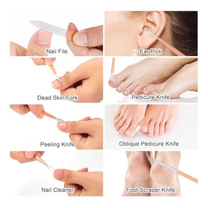 Professional Nail Care Kit - 18-Piece Manicure Set with Stainless Steel Ingrown Nail Toenail Cuticle Cutter Clipper Pedicure Kit,Grooming Kits with Portable Travel Case.(Rose Gold) - color: Rose Gold