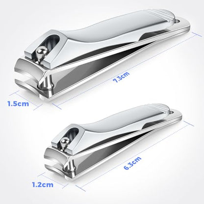 DRMODE Finger Nail Clippers Adult, 2 Pack Large & Small Nail Clippers Set for Men Wome Fingernail Toenail, Stainless Steel Sharp Toenail Clippers Travel Nail Cutter Timmer with Case - style: 2 Pack