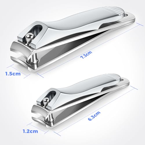 DRMODE Finger Nail Clippers Adult, 2 Pack Large & Small Nail Clippers Set for Men Wome Fingernail Toenail, Stainless Steel Sharp Toenail Clippers Travel Nail Cutter Timmer with Case | Large Small Fingernail Toenail Clipper, Stainless Steel Sharp Toenail C