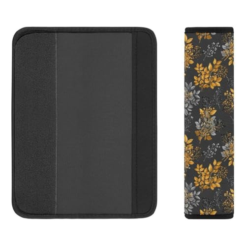 2 Pack Plant Gold Black Leaf Car Seat Belt Pad Universal Soft and Comfortable Harness Pads Strap for Adult Use, Most Cars, Easy Install (No Tool) - color: Pattern 274