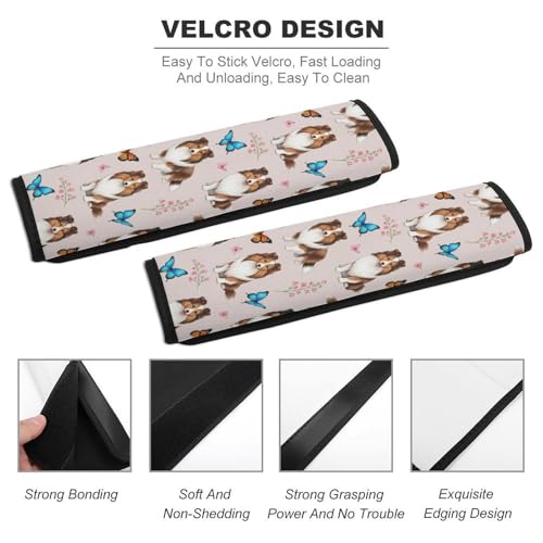 Soft Padded Car Seat Belt Pad for Child, Most Cars, 2 Piece Butterflies Pet Dog Puppy Shetland Sheepdog Seat Belt Cushion Comfortable Driving - color: Pattern 858
