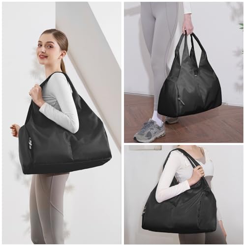 Forestfish Yoga Gym Bag For Women With Shoes Compartment & Wet Dry Storage Pockets Lightweight Duffel Bag, Black - color: Black