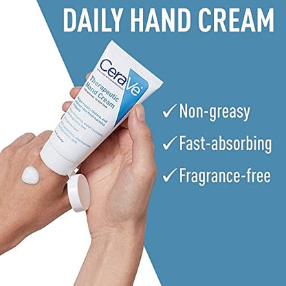 CeraVe Therapeutic Hand Cream for Dry Cracked Hands With Hyaluronic Acid and Niacinamide,Fragrance Free 3 Ounce,(Pack of 2) - size: 3 Ounce (Pack of 2)