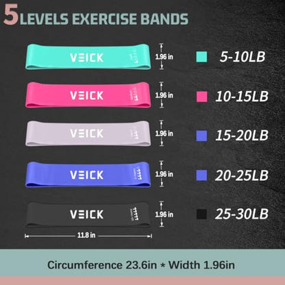 VEICK 10-150LBS Resistance Bands with Handles, Ankle Straps, Door Anchor | Accredited Lab Certified, 100% Natural Latex, Versatile for Yoga, Pilates, Strength, Home Gym - color: Macaron, style: 10-150LBS + 5 Loop Bands