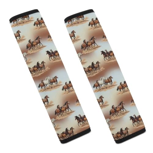 Universal Soft and Comfortable Beautiful Wild Horse Seat Belt Cover for Kids, Most Cars, 2 Piece Seat Belt Covers Cushion Shock Absorption - color: Pattern 1022