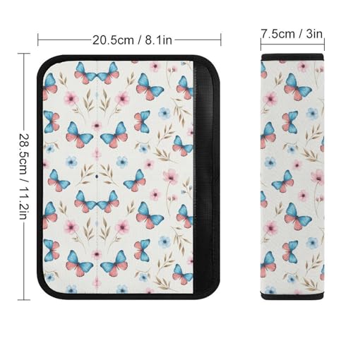 Universal Soft and Comfortable Seat Belt Cover for Adult Use, Stroller Pushchair High Chair, 2 Pack Butterfly Flowers Floral Shoulder Harness Cover - color: Pattern 282