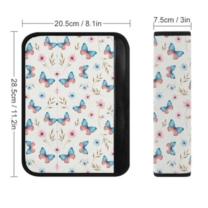 Universal Soft and Comfortable Seat Belt Cover for Adult Use, Stroller Pushchair High Chair, 2 Pack Butterfly Flowers Floral Shoulder Harness Cover - color: Pattern 282