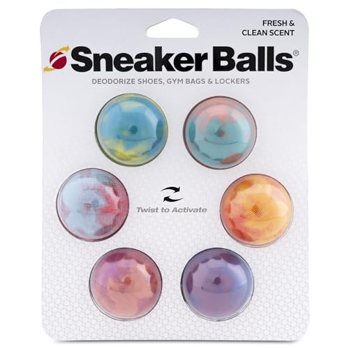 Sneaker Ball Shoe Odor Eliminator & Remover - Fresh, Clean Scent Blocks Odors - Twist-to-Activate - Compact & Durable - Fun, Colorful Designs - Ideal for Shoes, Gym Bags, Lockers, Clouds, 6 Pack - color: Clouds (Fresh & Clean), style: 6 Pack