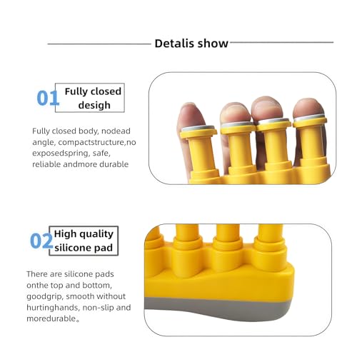 Finger Strengthener, Nalu Hand Grip Trainer Exerciser for Piano, Guitar, Bass, Ukulele Players, Plastic Material, Lightweight and Portable - Improve Finger Flexibility, Strength,1 Pack (Yellow+Gray) - color: Yellow+Gray