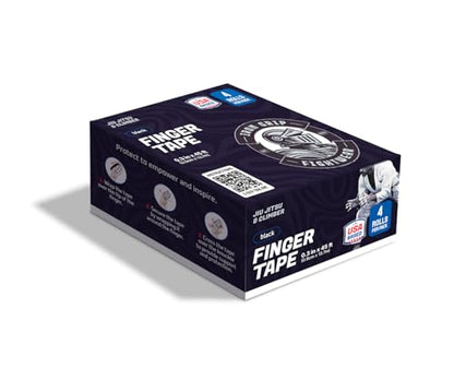 Premium Finger Tape Black (4-Rolls) 0.3 in x 45 ft | Cloth Cotton, Non-Slip, Extreme Quality Tape, No Residue | for BJJ, Judo, Grappling, MMA, Climbing, Crossfit | Hands & Toes |