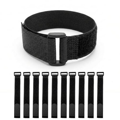 YsenchanHook & Loo Straps (10 Pack), Reusable Adjustable Nylon Cinch Cable Straps, Heavy Duty Hook and Loop Fastening Cable Ties for Cords & Cable Management – 1” x 8”, Black - size: 8 Inch