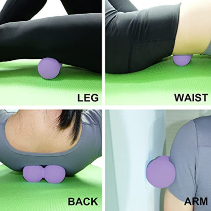 Hard Peanut Massage Ball, Double Lacrosse Massage Ball. Deep Tissue Massager Mobility Roller for Physical Therapy Myofascial Release Trigger Point Muscle Relax Pain Relief Acupressure (Purple) | Mobility Massager Tool for Deep Tissue Physical Therapy Myof