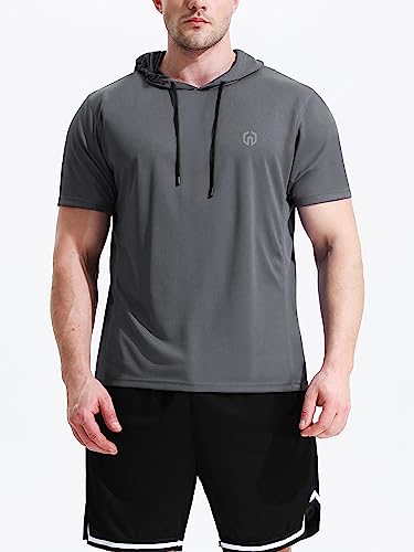 NELEUS Dry Fit Workout Athletic Muscle Tank Top Running Shirts with Hoods - color: 5084 Black/Grey/Olive Green,3 Pack, size: X-Large